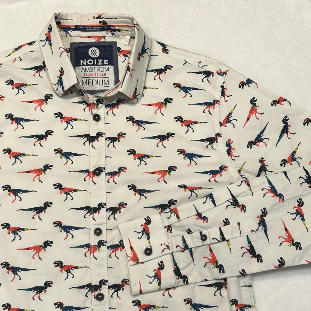 Noize shirt button down dinosaur print T-Rex long sleeve men’s medium